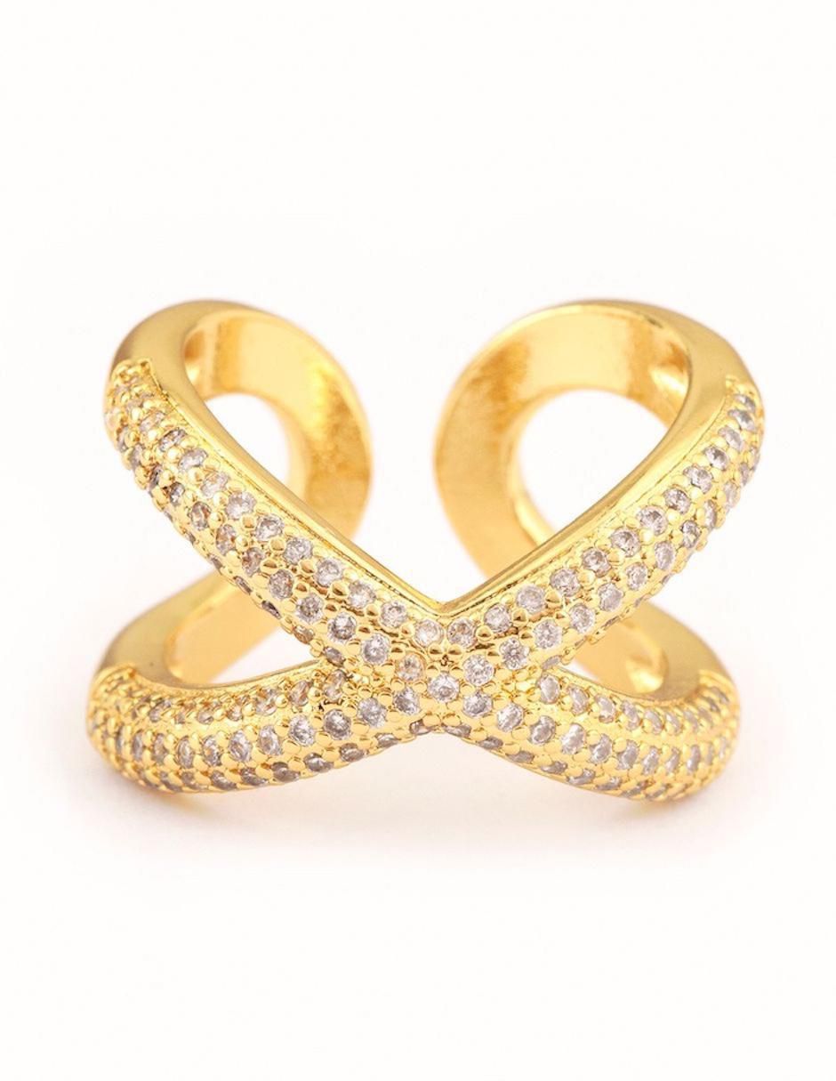 Anillo de cruz Nexo zirconia con acabado baño de oro Anillo de cruz Nexo zirconia con acabado baño de oro