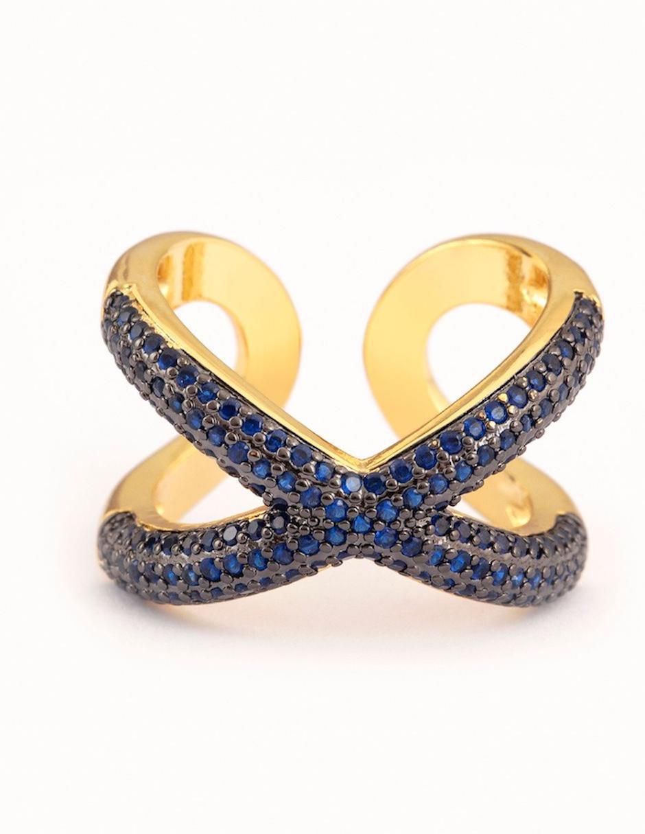 Anillo de cruz Nexo zirconia con acabado baño de oro Anillo de cruz Nexo zirconia con acabado baño de oro