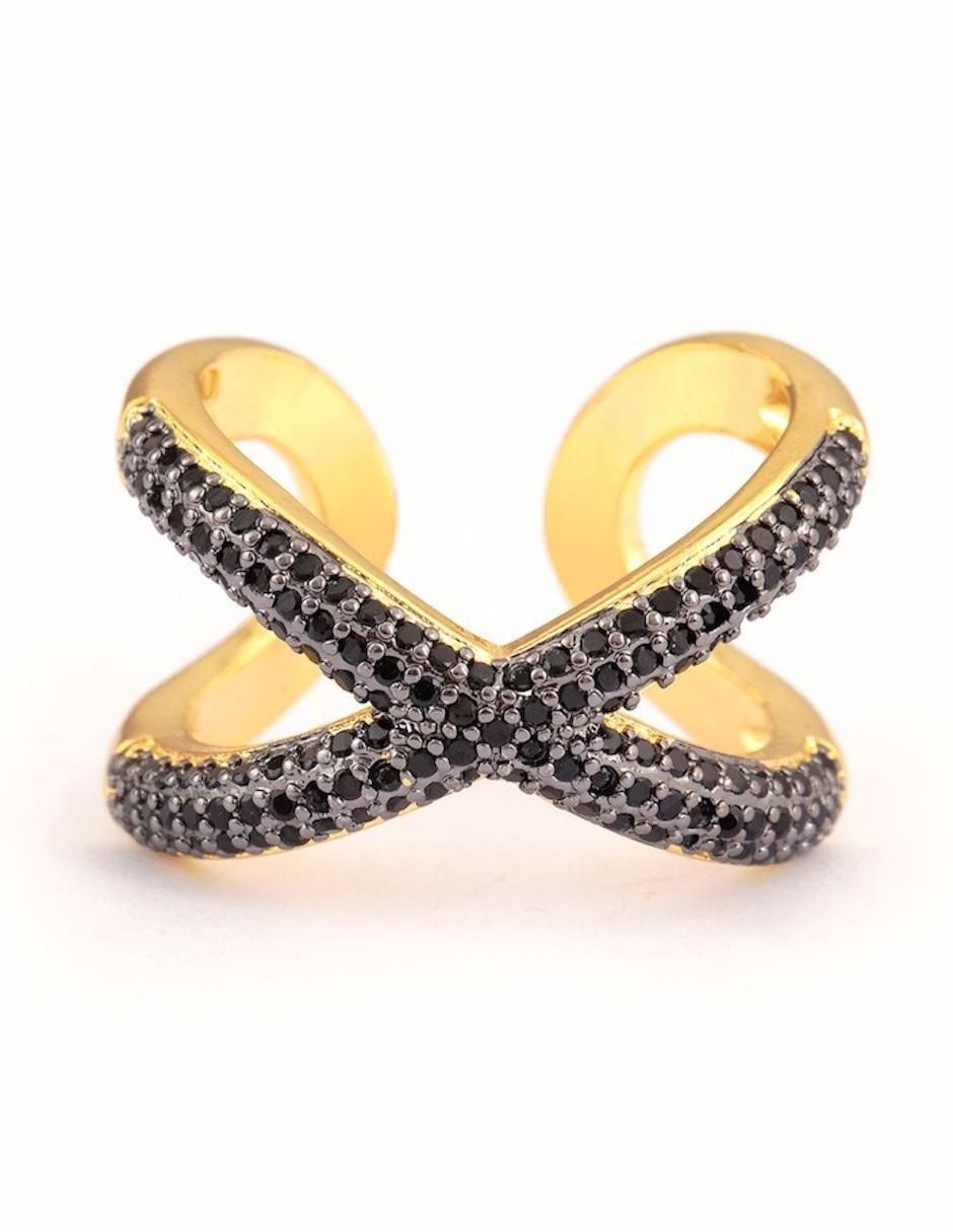 Anillo de cruz Nexo zirconia baño de oro 1