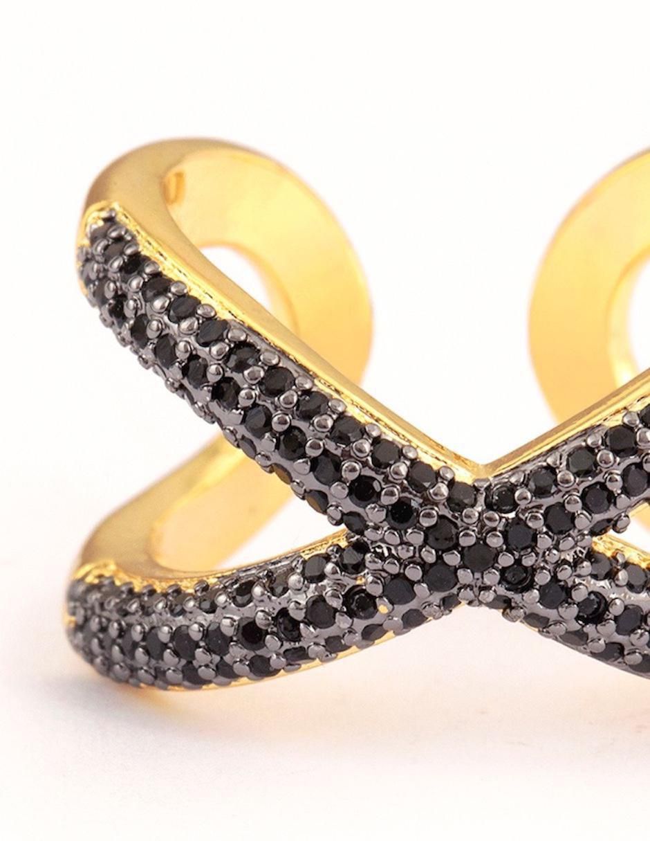 Anillo de cruz Nexo zirconia baño de oro 4