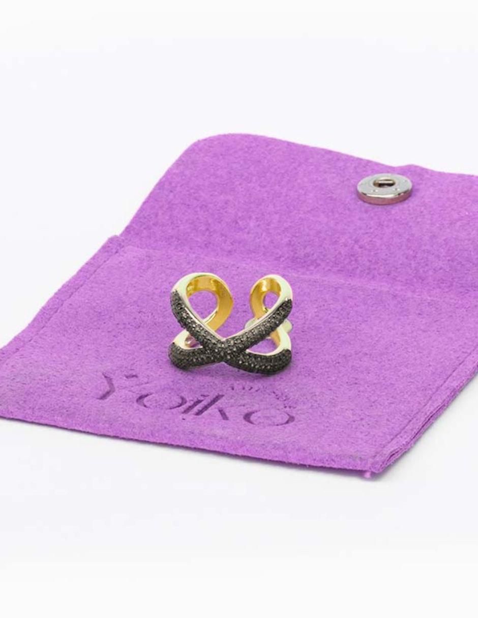 Anillo de cruz Nexo zirconia baño de oro 2