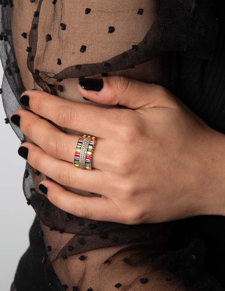Anillo Espectro 18 k zirconia baño de oro 3