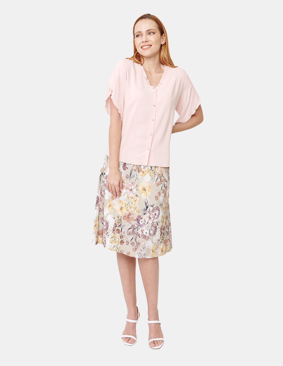Blusa manga al codo para mujer