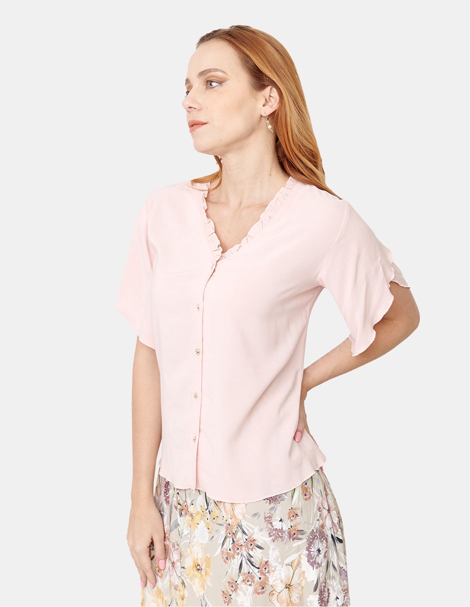 Blusa manga al codo para mujer