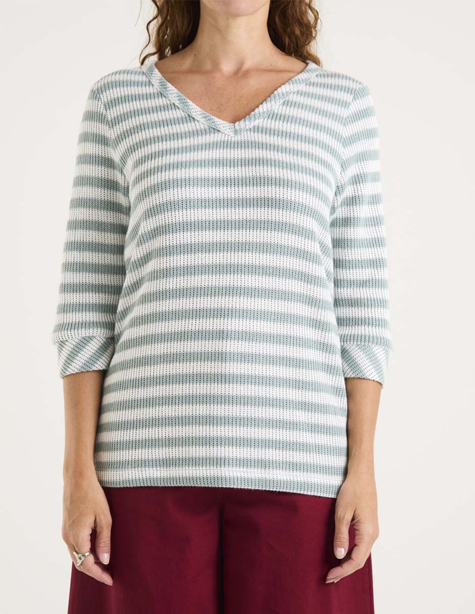 Playera manga 3/4 cuello v mujer 2