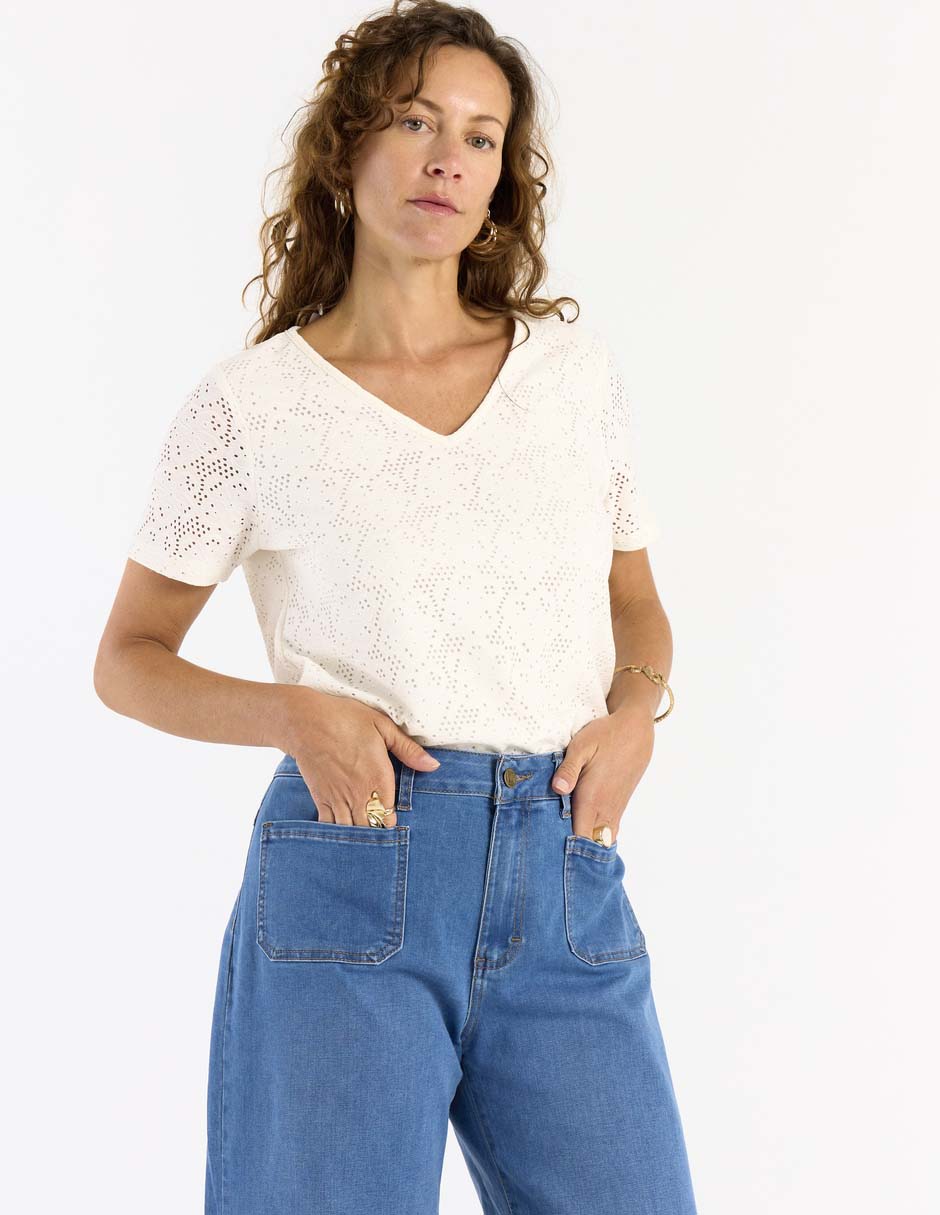 Playera manga corta cuello v para mujer Playera manga corta cuello v para mujer