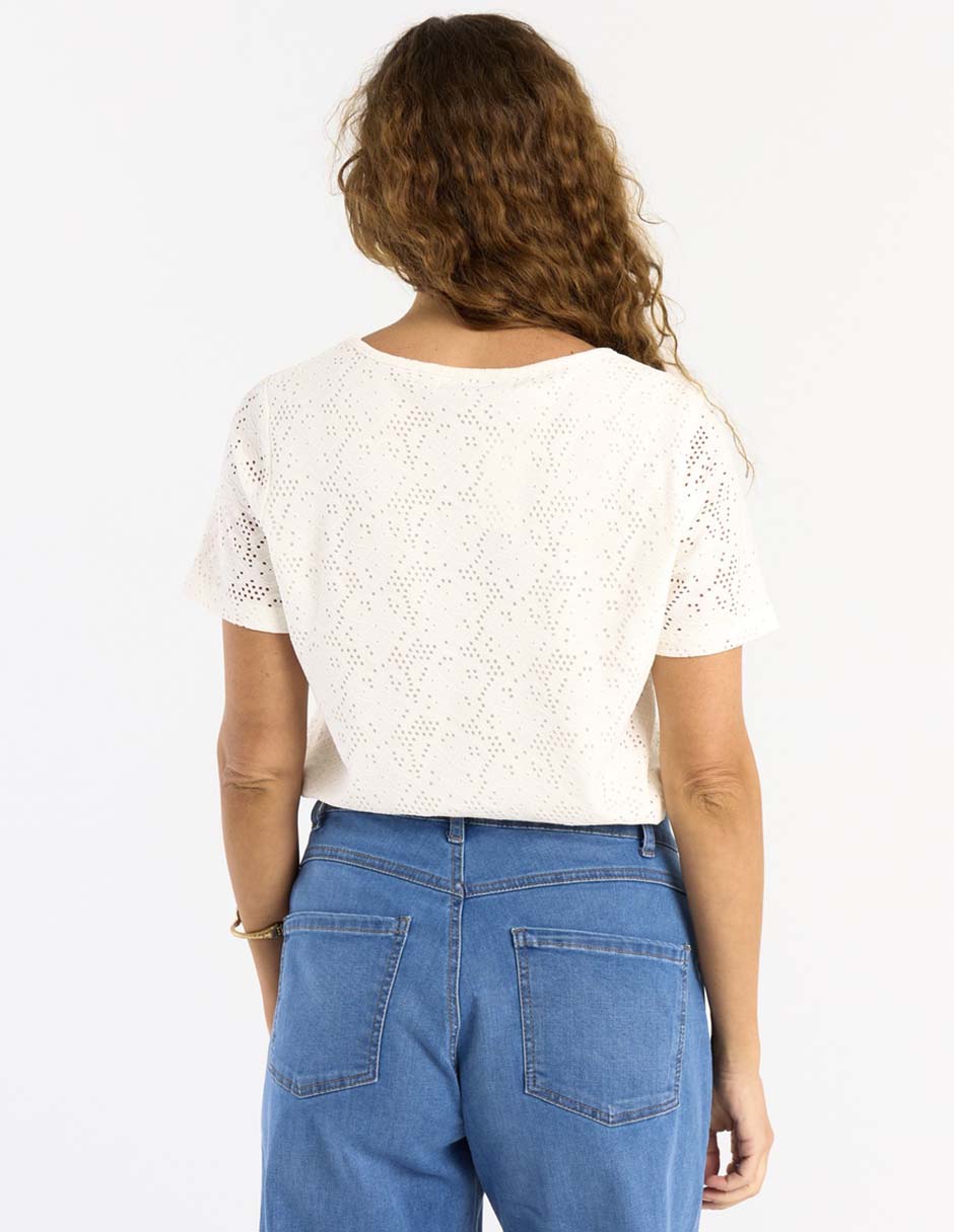 Playera manga corta Morango cuello v para mujer