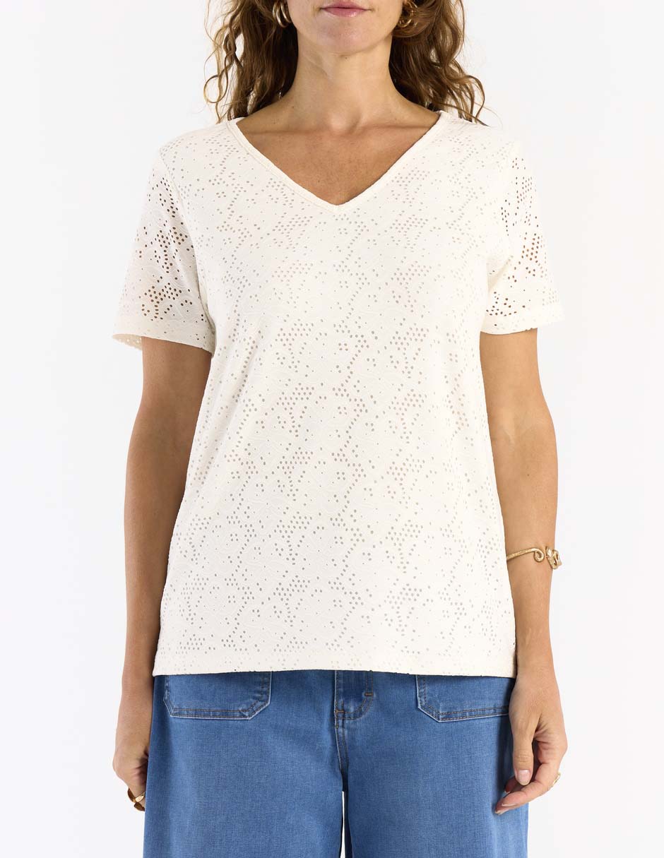 Playera manga corta Morango cuello v para mujer