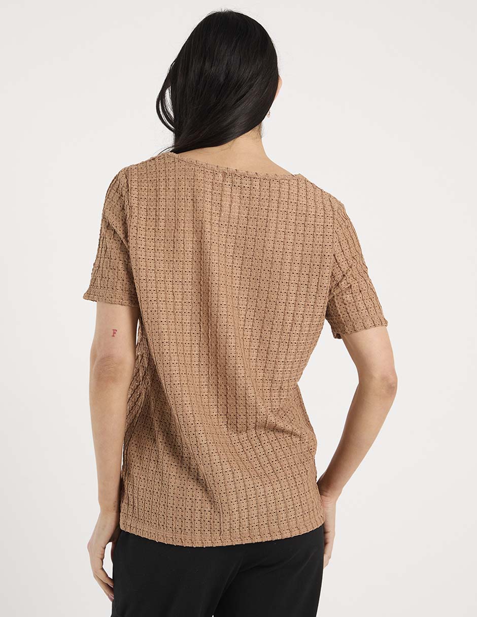 Playera manga corta Morango cuello v para mujer