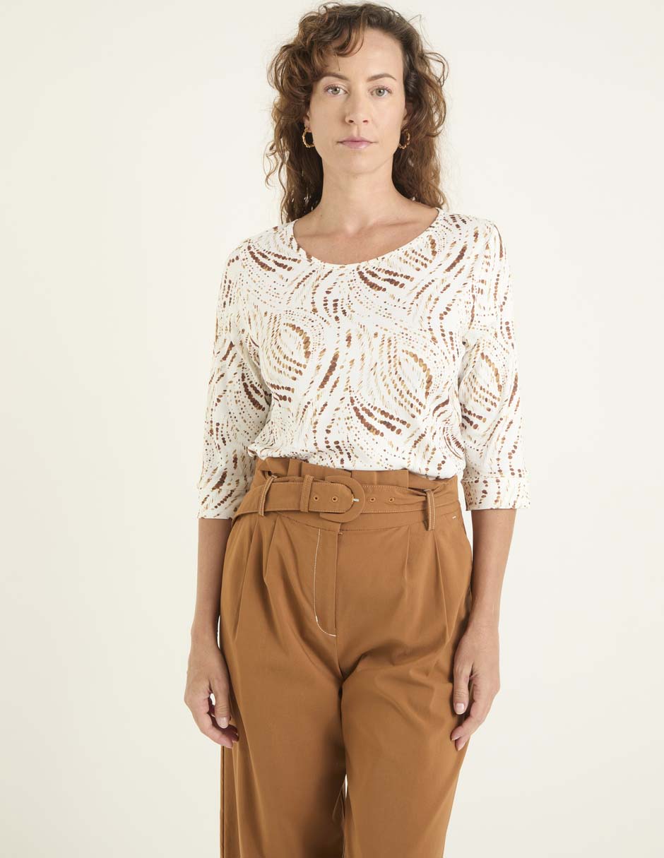 Playera manga 3/4 cuello redondo para mujer Playera manga 3/4 cuello redondo para mujer