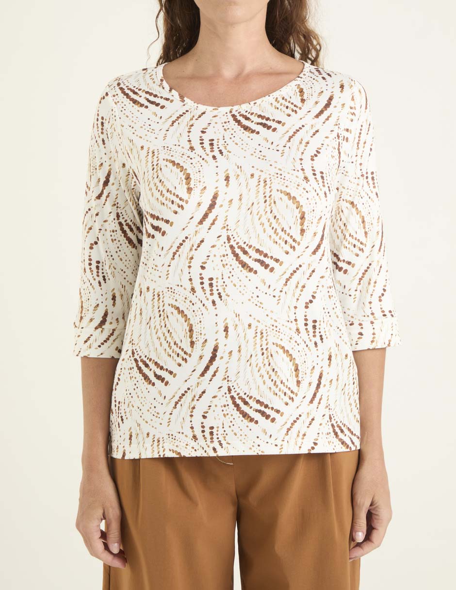 Playera manga 3/4 cuello redondo para mujer 5