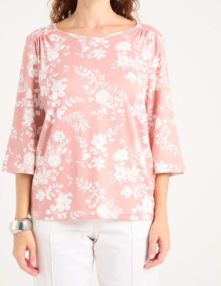 Playera manga 3/4 cuello redondo para mujer 5