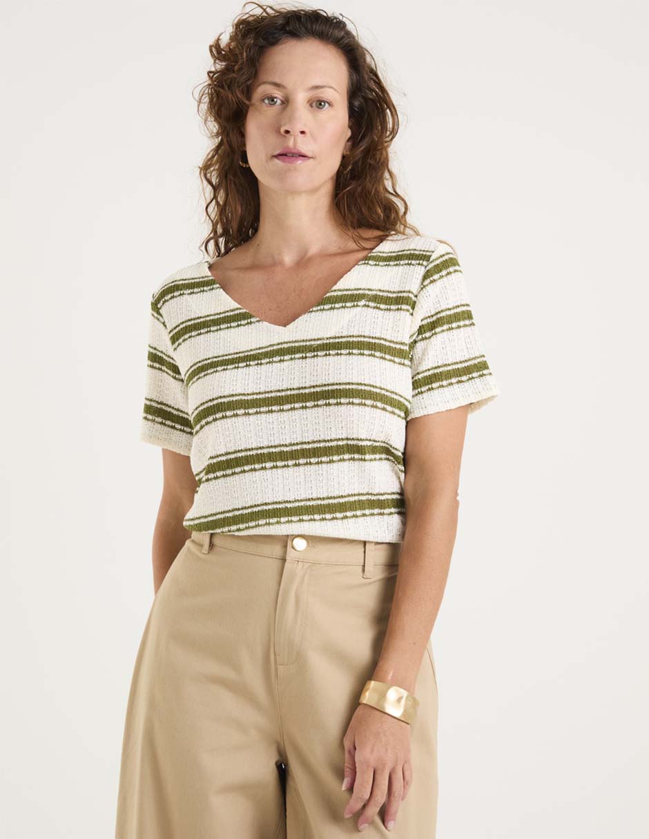 Playera manga corta cuello v para mujer Playera manga corta cuello v para mujer