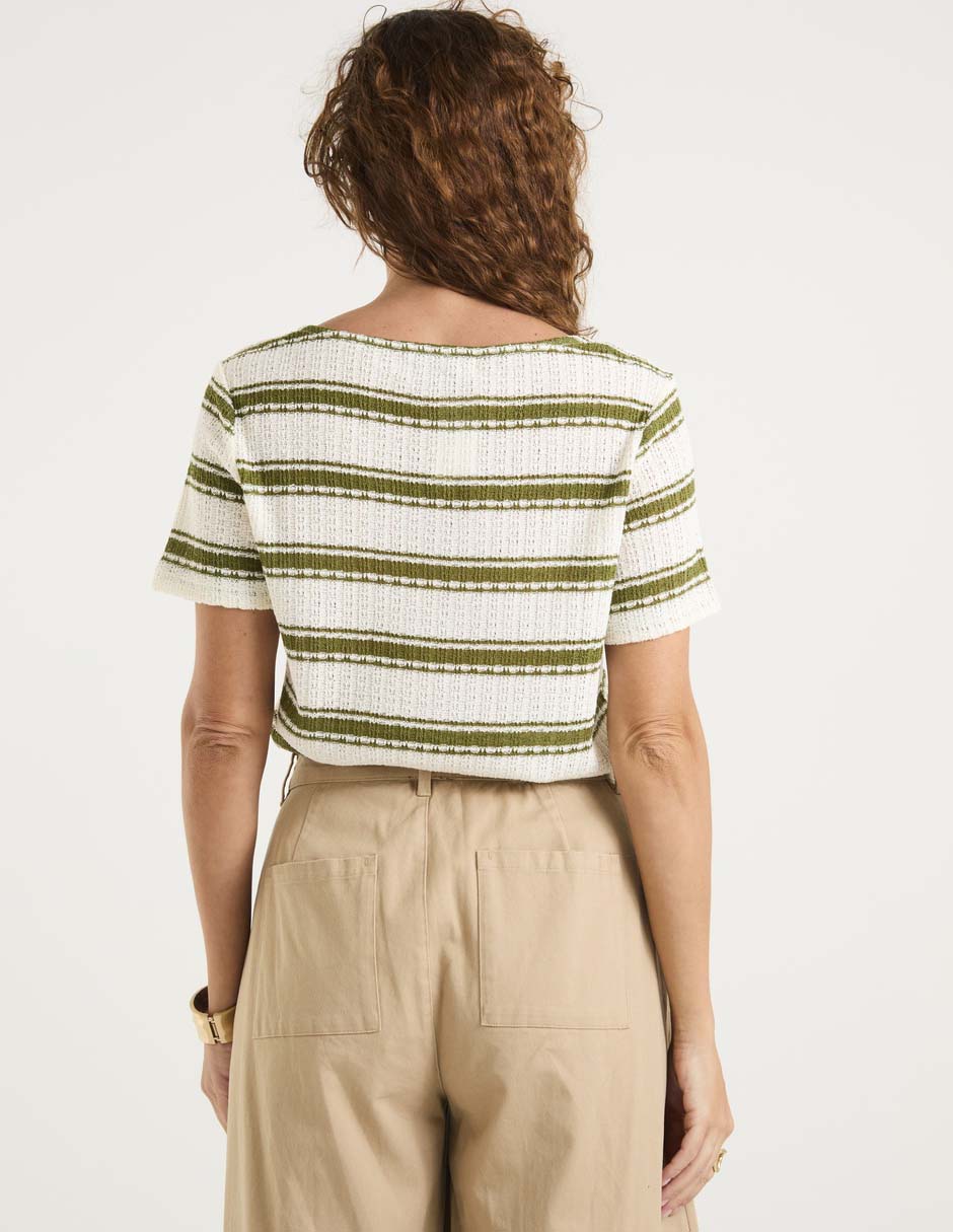Playera manga corta Morango cuello v para mujer