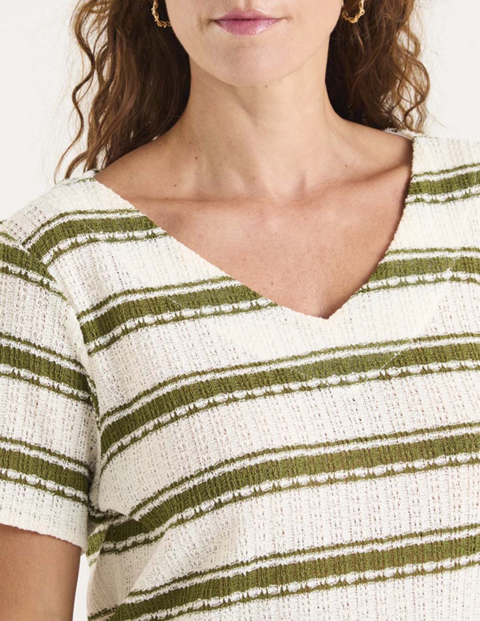 Playera manga corta Morango cuello v para mujer