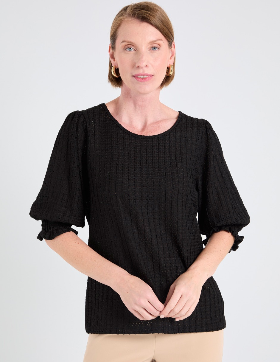 Playera manga 3/4 cuello redondo para mujer 1