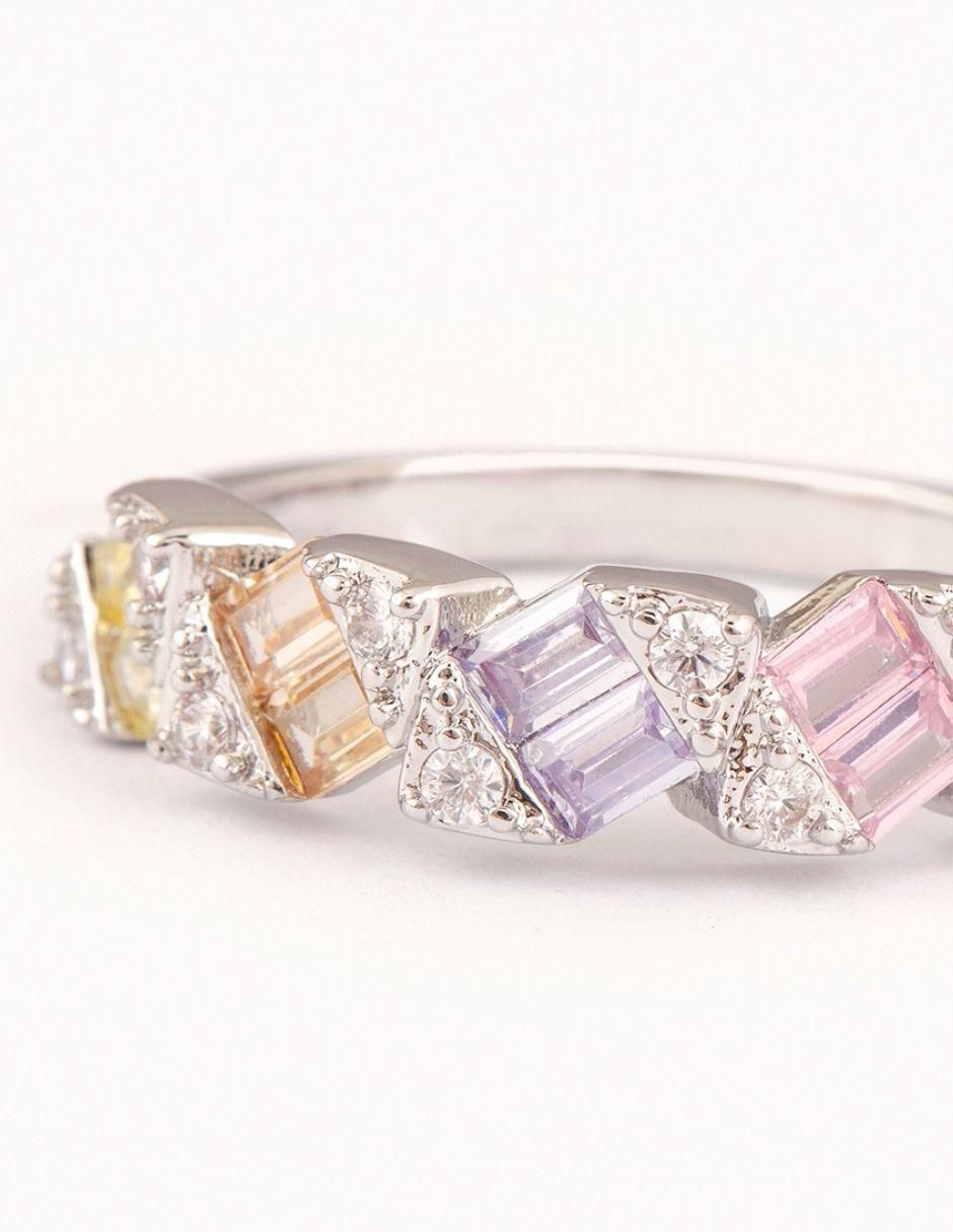 Anillo Liora zirconia baño de rodio 4