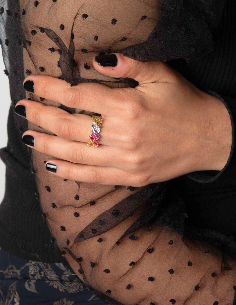 Anillo Liora zirconia baño de rodio 2