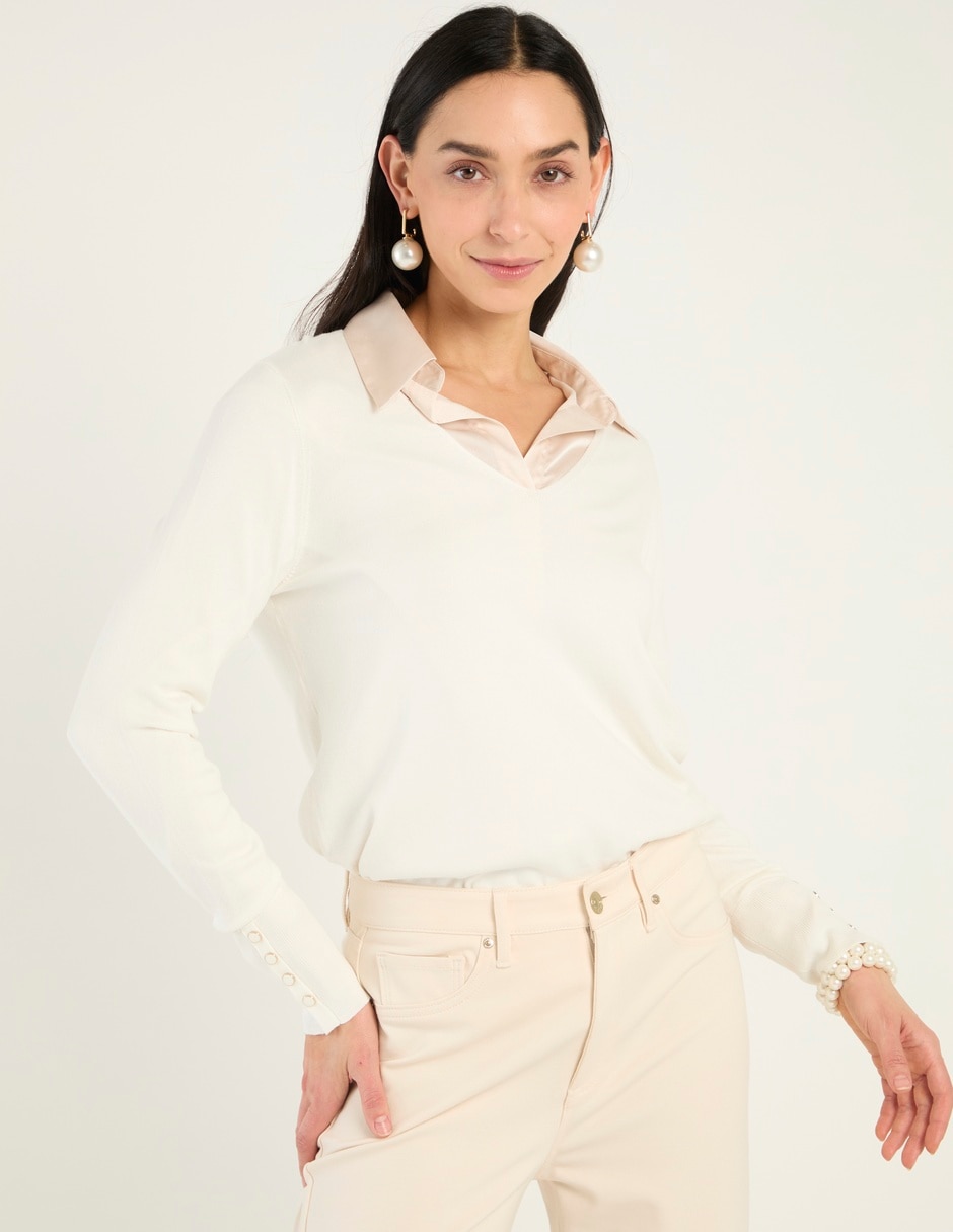 Suéter cuello v para mujer