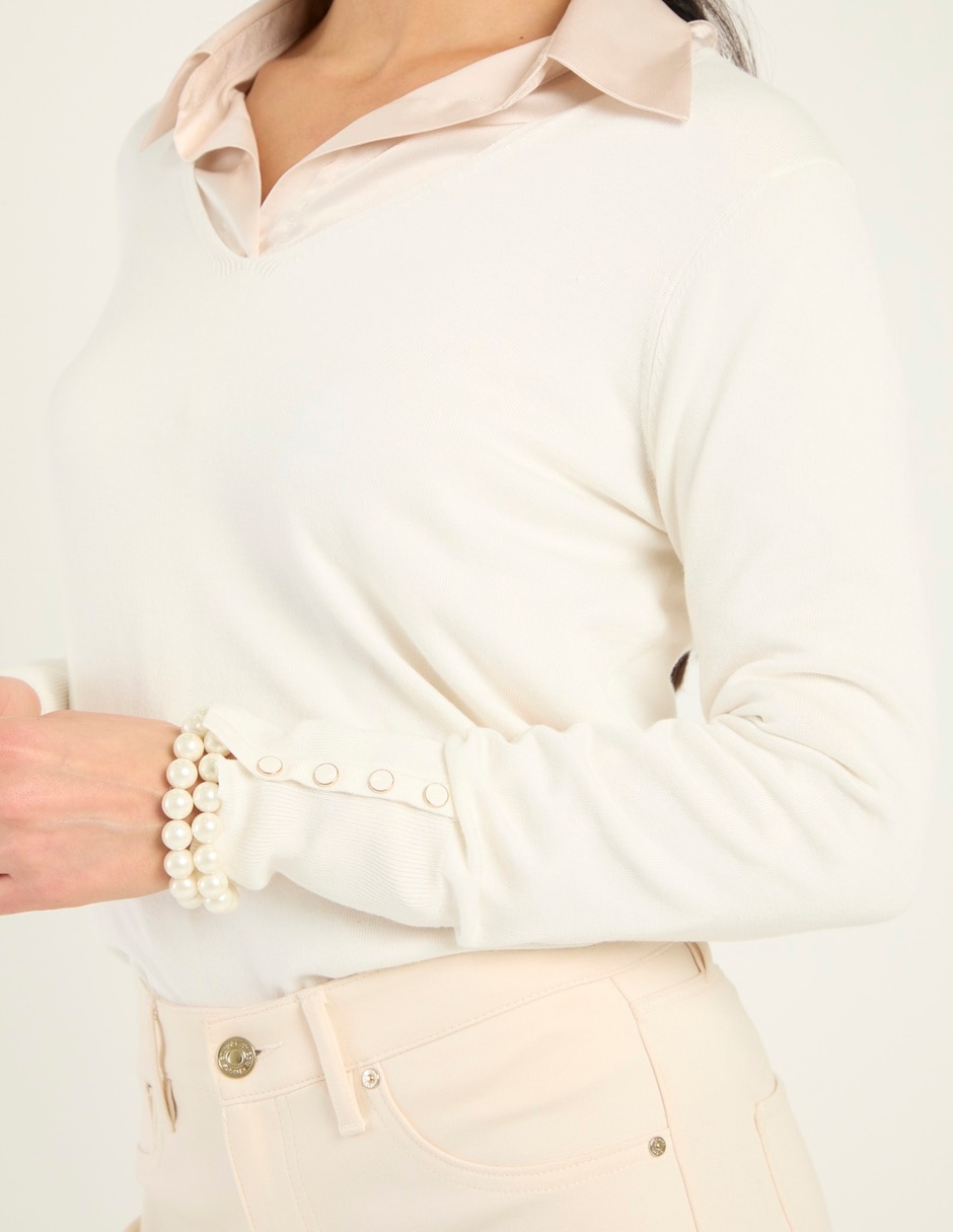Suéter cuello v para mujer 3