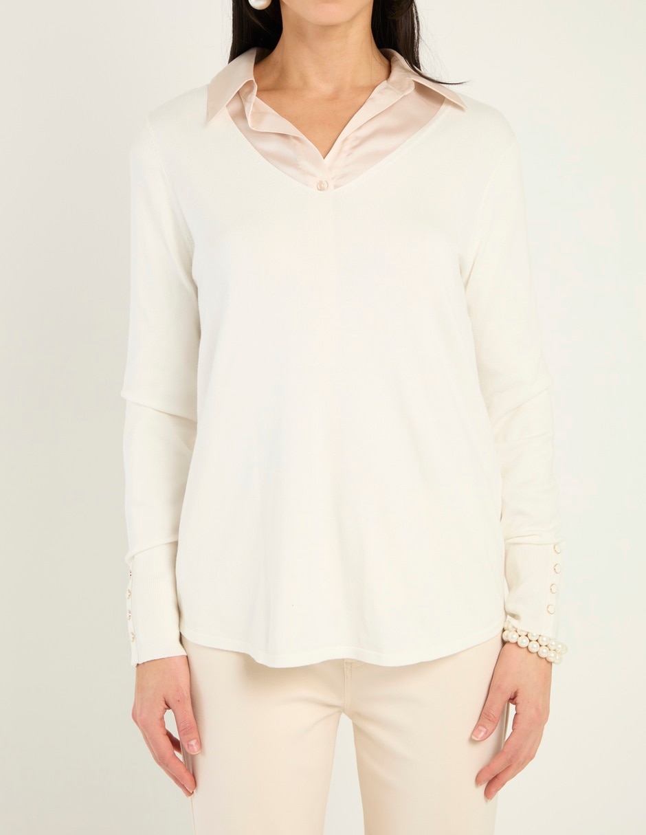 Suéter cuello v para mujer 2