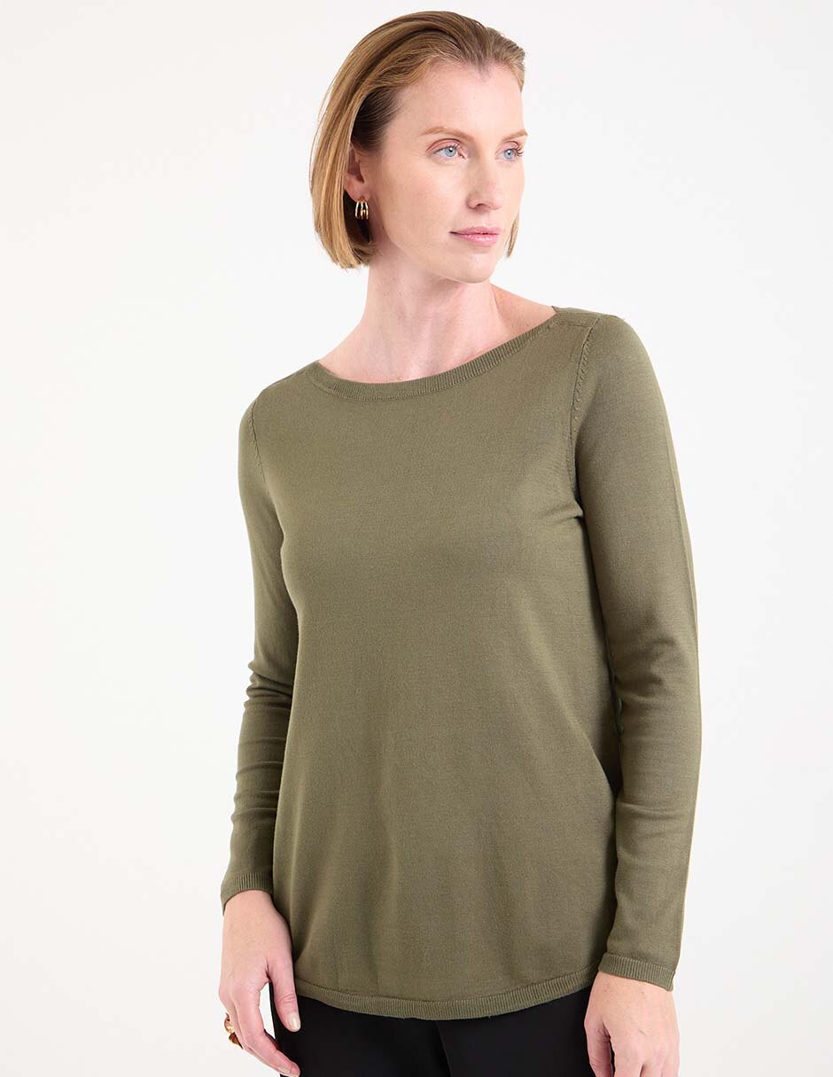 Suéter cuello ojal para mujer Suéter cuello ojal para mujer
