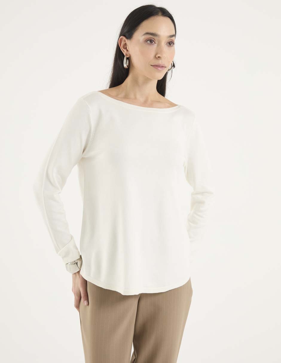 Suéter cuello ojal para mujer