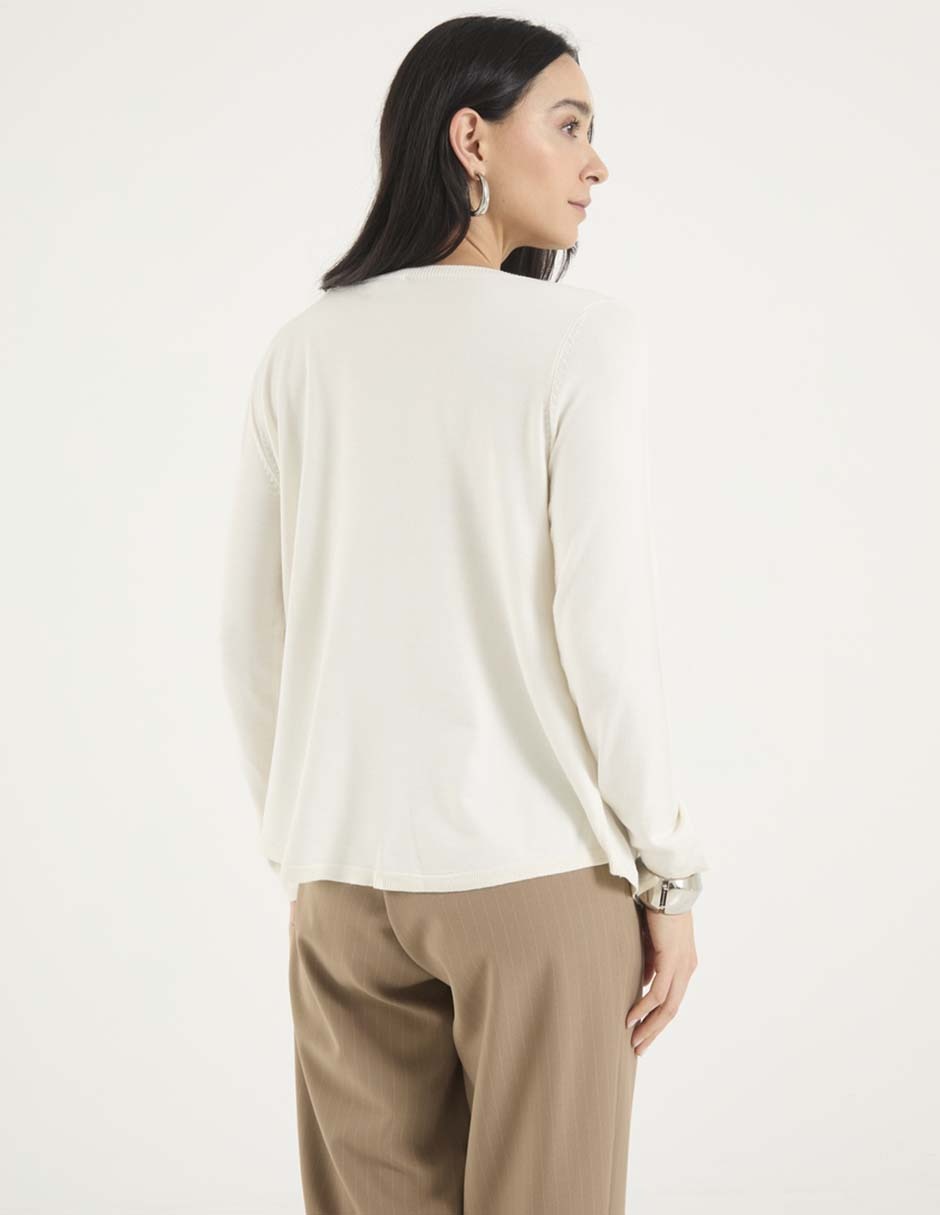 Suéter cuello ojal para mujer