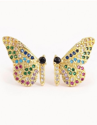 Broqueles de mariposa Papillon Éclat con acabado baño de oro 18 K Broqueles de mariposa Papillon Éclat con acabado baño de oro 18 K