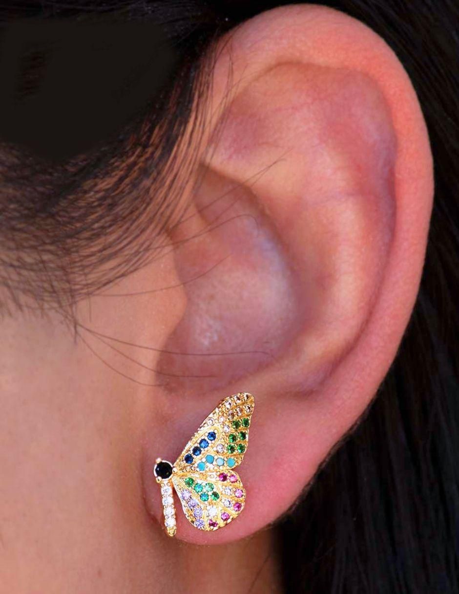 Broqueles de mariposa Papillon Éclat con acabado baño de oro 18 K 3