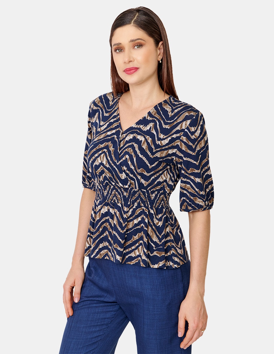 Blusa manga al codo para mujer