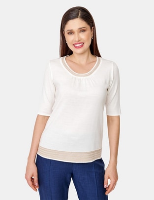 Blusa manga al codo para mujer