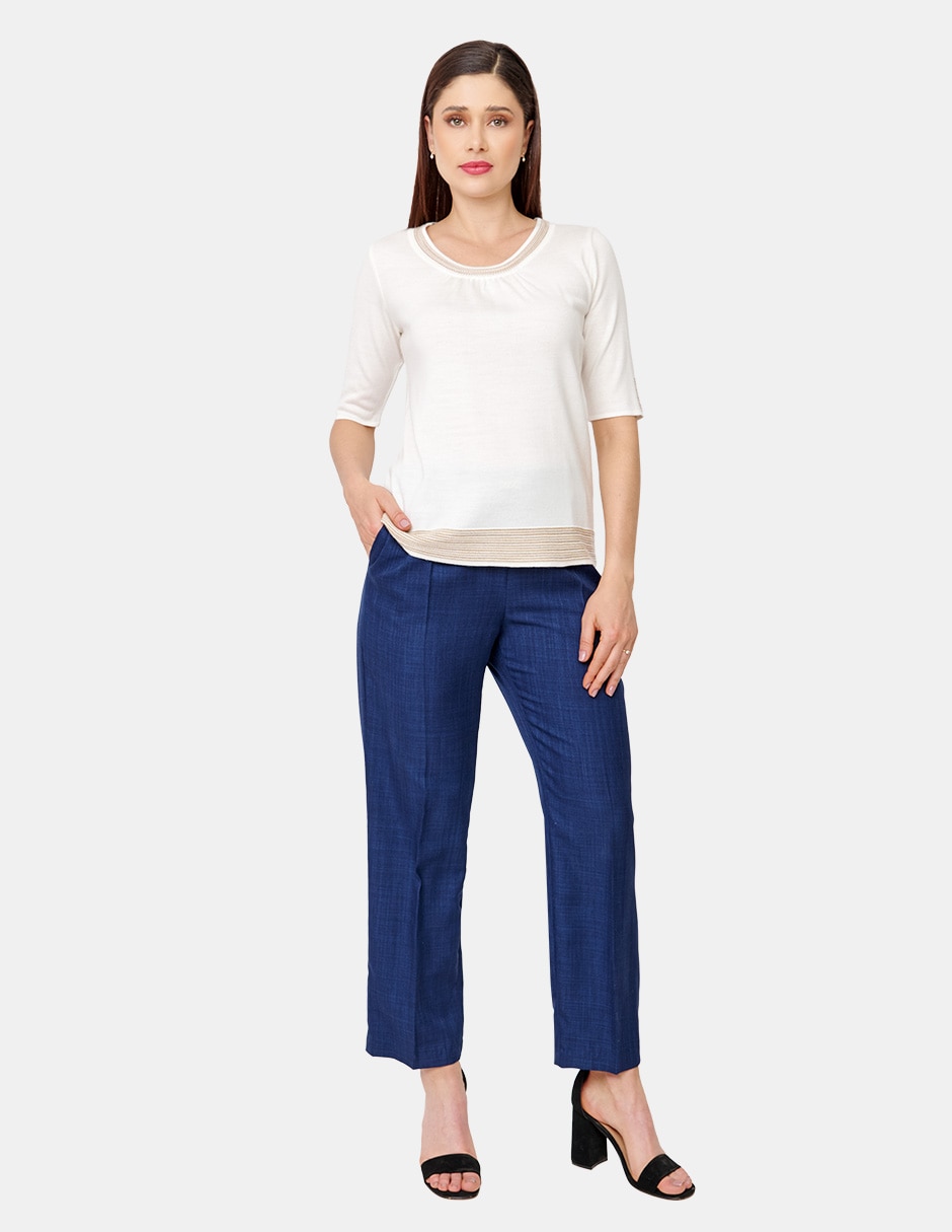 Blusa manga al codo para mujer