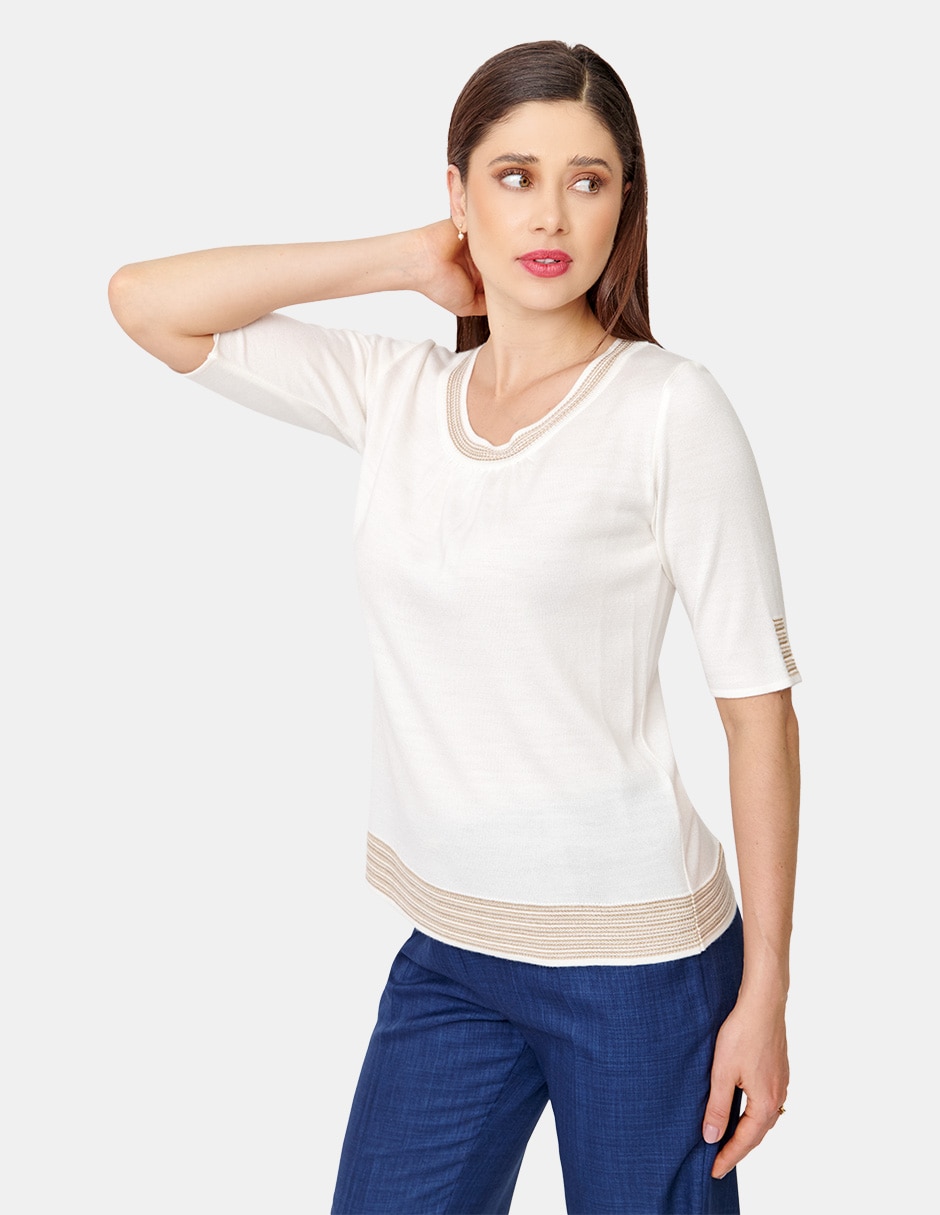 Blusa manga al codo para mujer