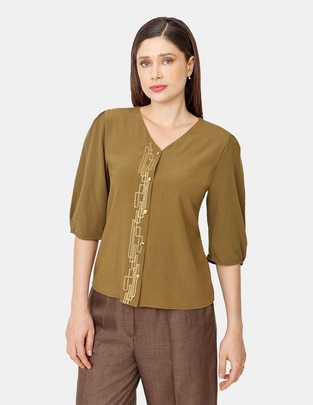 Blusa manga al codo para mujer