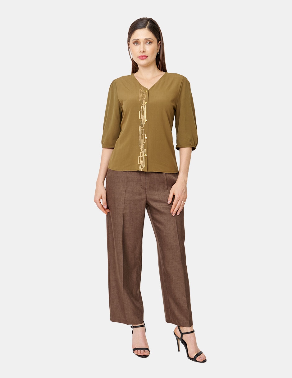 Blusa manga al codo para mujer