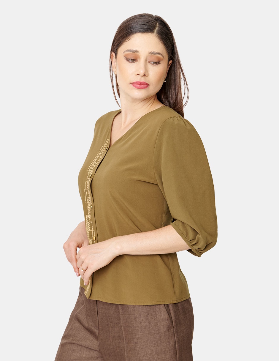 Blusa manga al codo para mujer