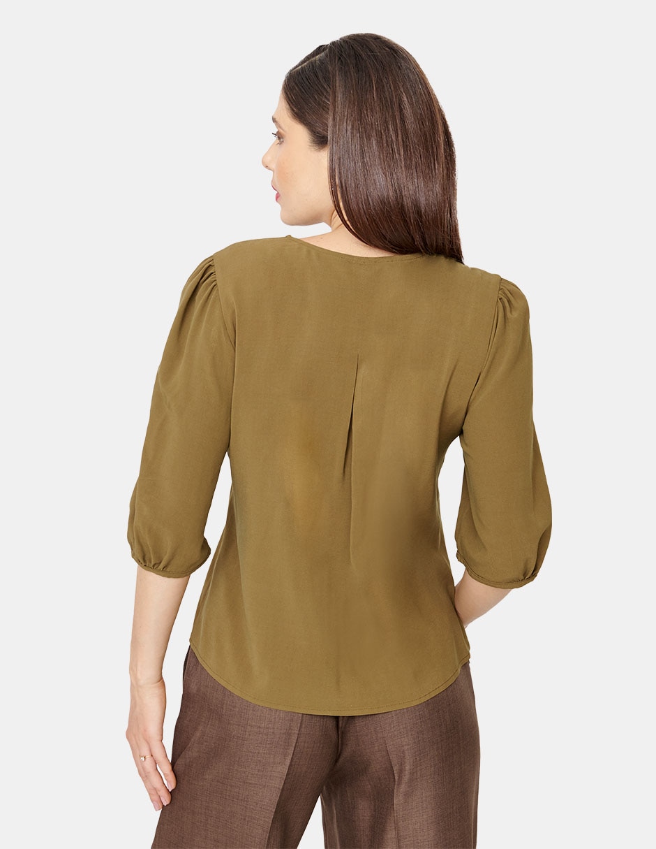 Blusa manga al codo para mujer
