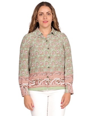 Blusa camisera Duplan Petite manga larga para mujer