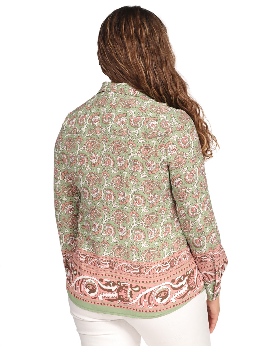 Blusa camisera Duplan Petite manga larga para mujer