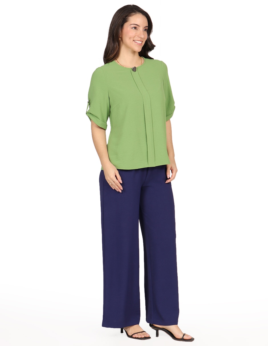 Blusa duplan petite manga corta para mujer