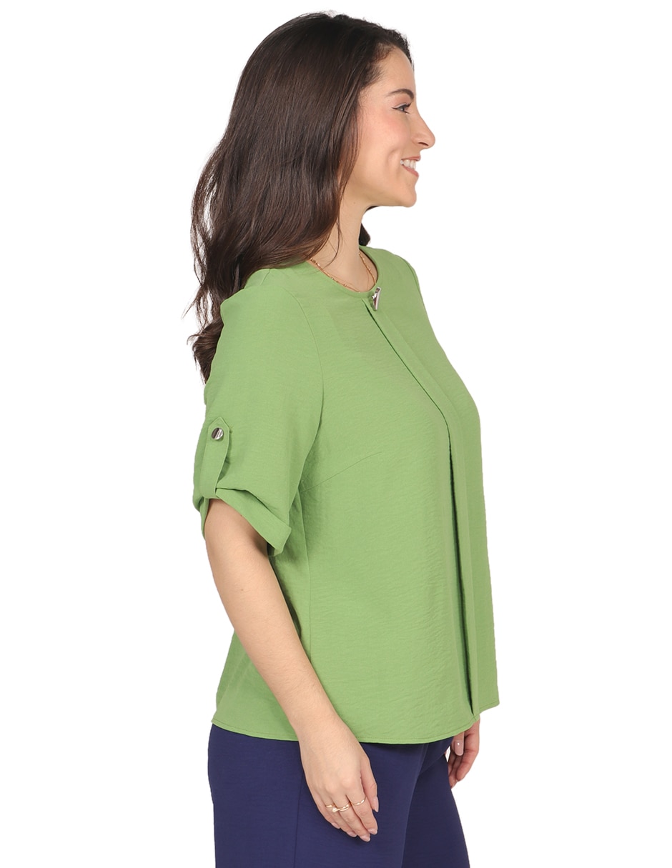 Blusa duplan petite manga corta para mujer