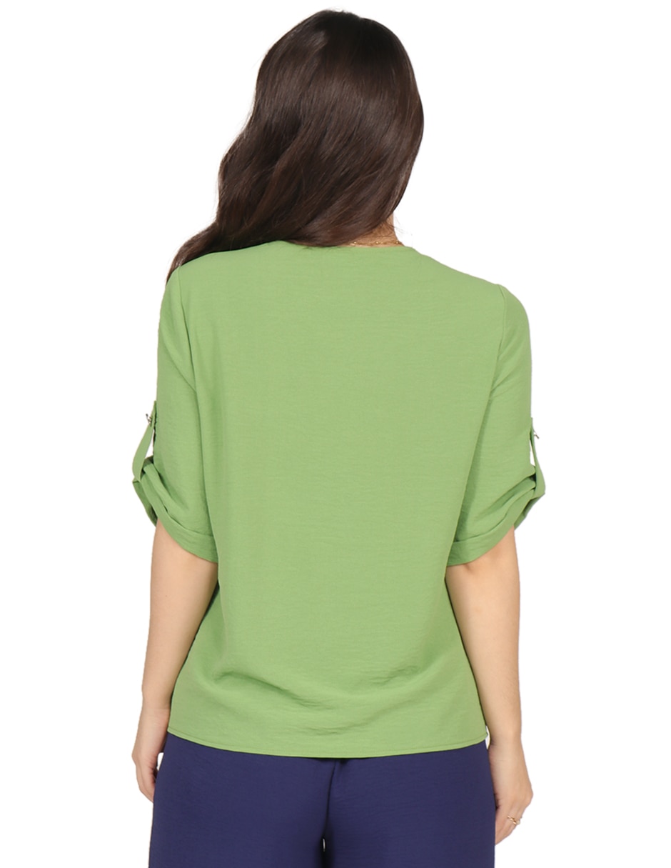 Blusa duplan petite manga corta para mujer