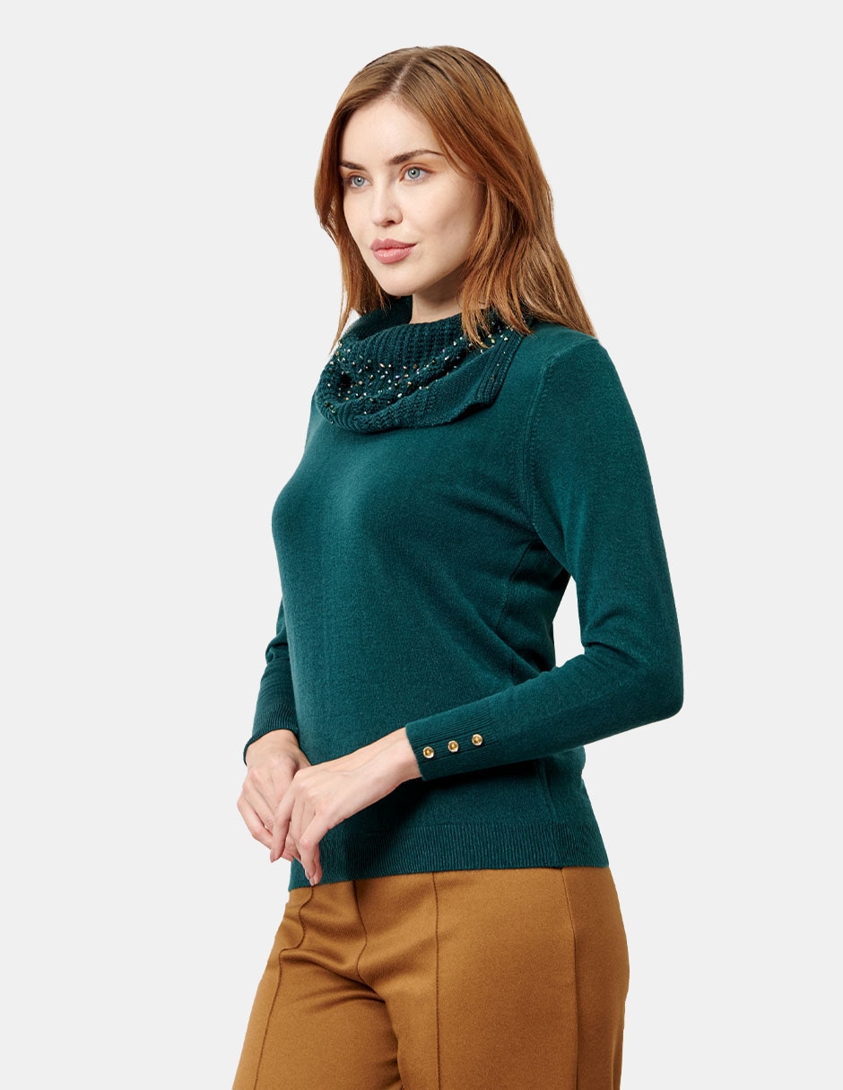Suéter cuello asimétrico para mujer 7
