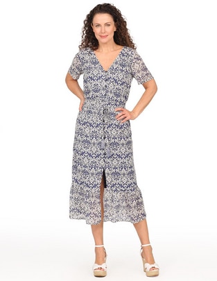 Vestido midi casual bruno para mujer