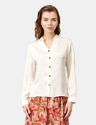 Blusa camisera manga larga para mujer