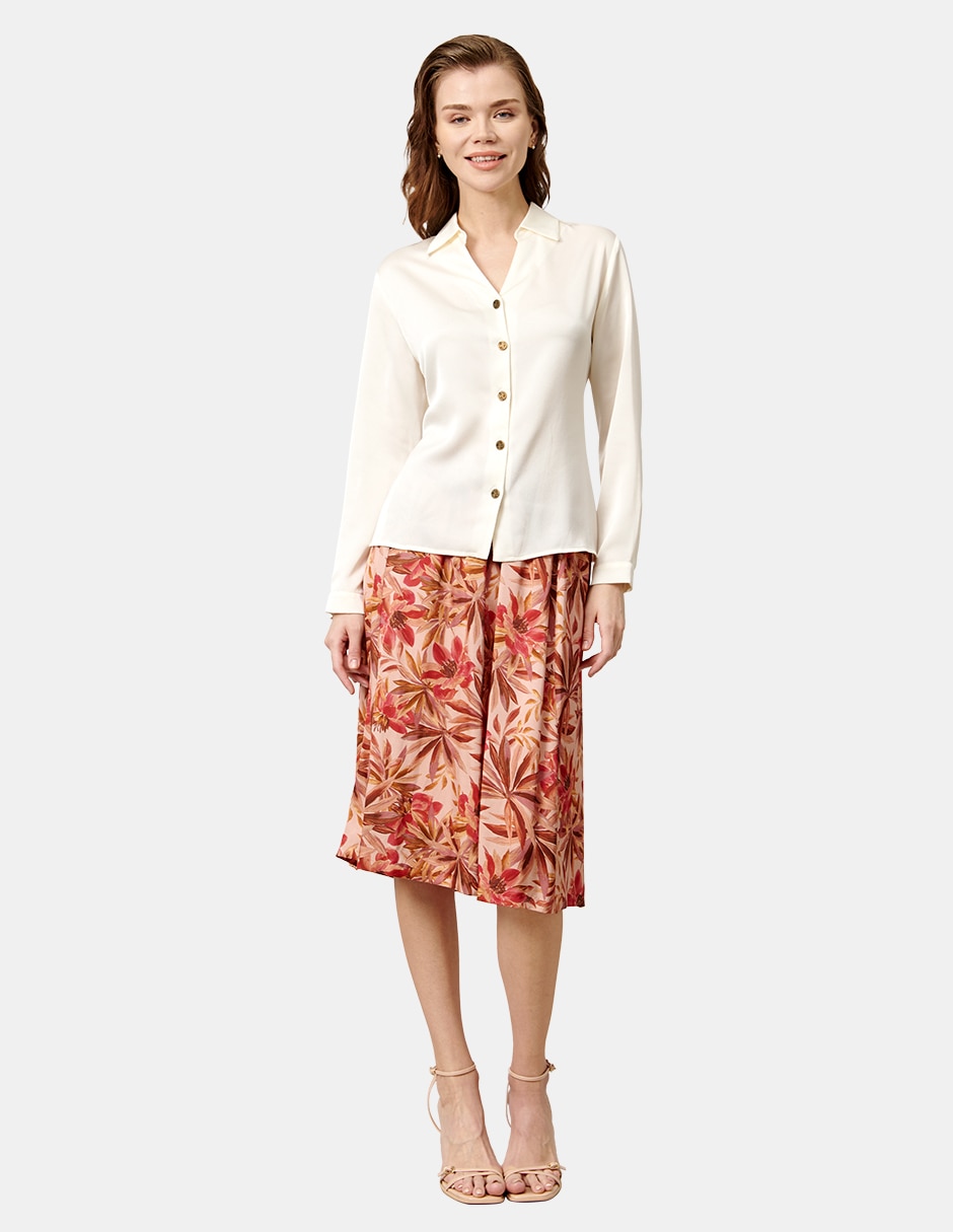Blusa camisera manga larga para mujer
