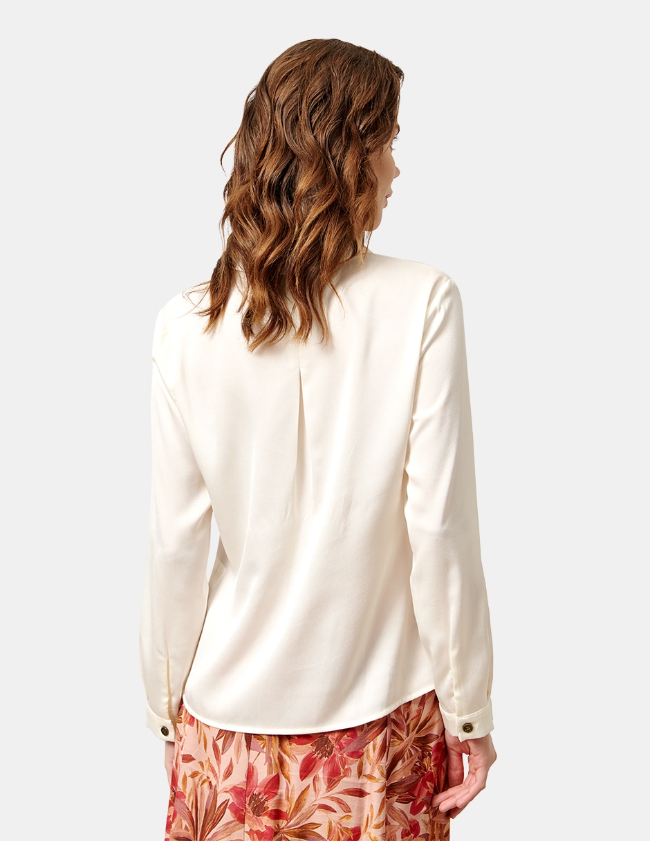 Blusa camisera manga larga para mujer