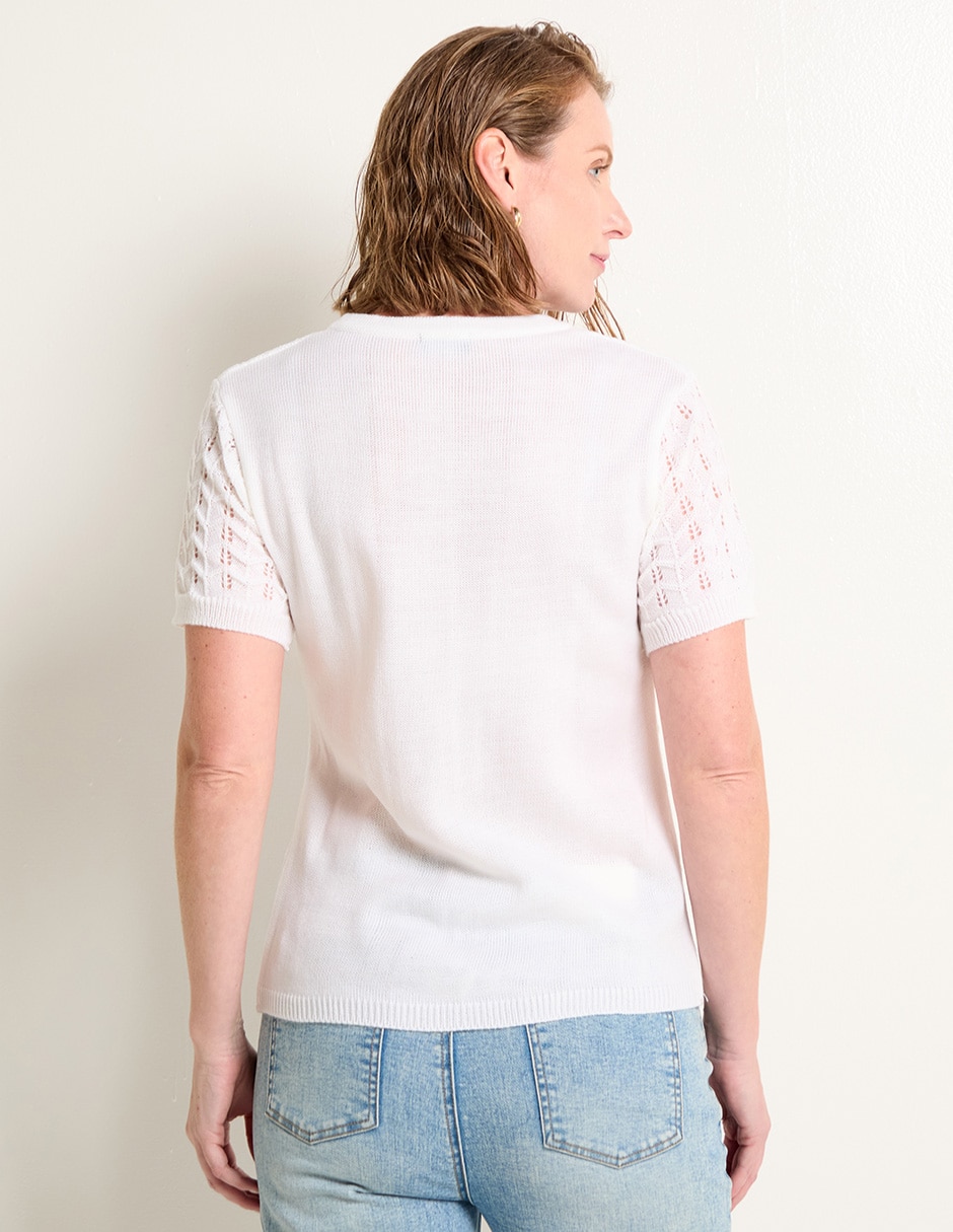 Playera manga corta cuello v para mujer 2