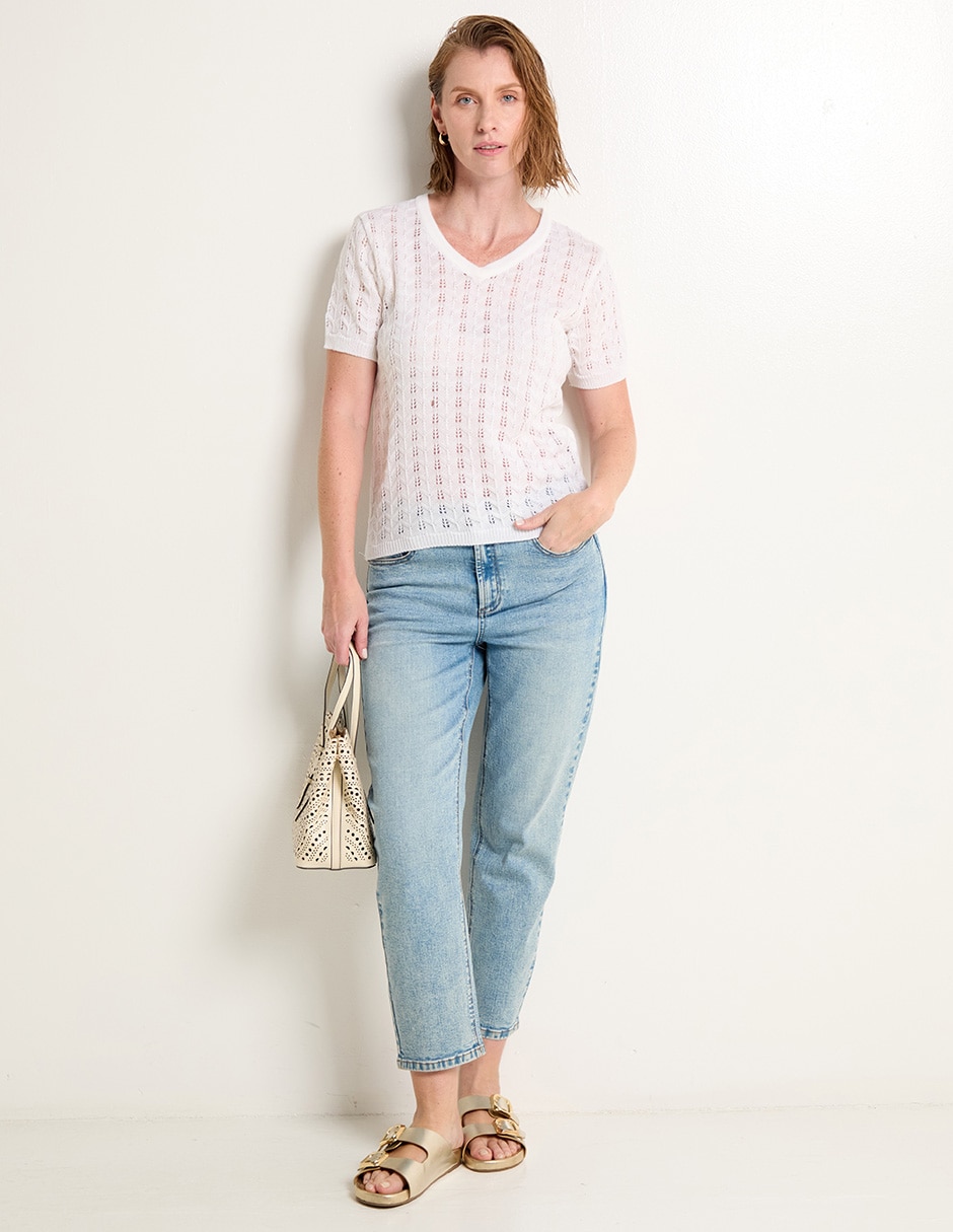 Playera manga corta cuello v para mujer 3